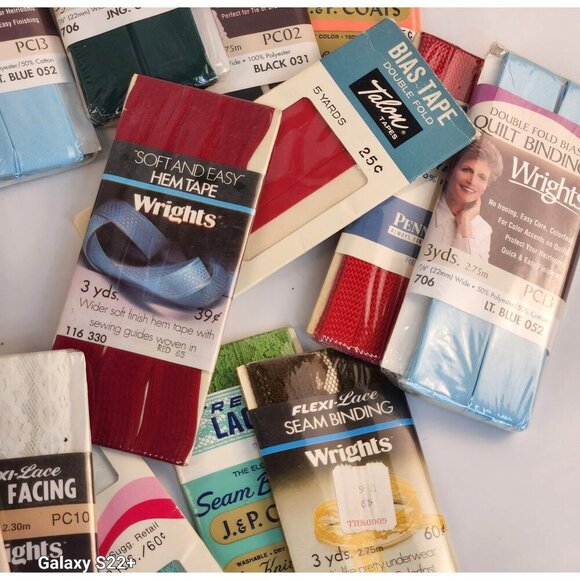 Vintage Lot Of Sewing Trims Wrights Rick Rack Bias Tape Folded Braid Hem Tape Qu - Picture 3 of 12